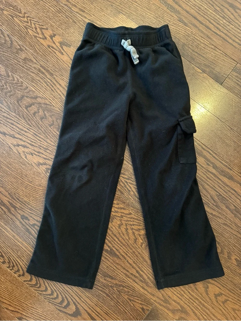 Carter’s Boys Black Fleece Cargo Pants Size 7 | Warm Pull-On Joggers